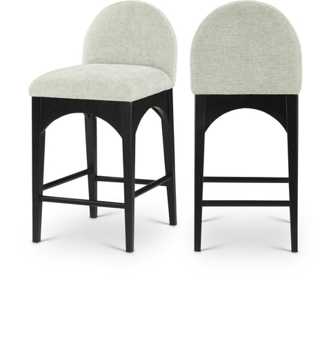 Sage Mint Chenille Fabric Upholstered Counter Stool, 1 Piece (Style 2)