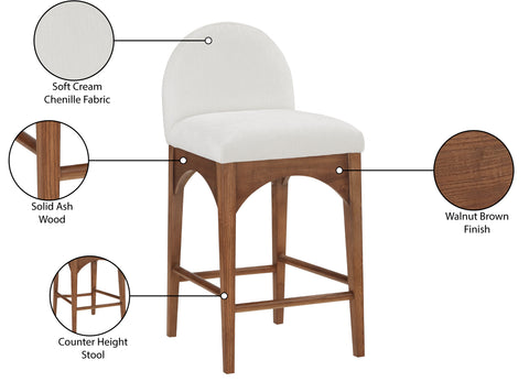 Brielle Cream Chenille Fabric Stool C