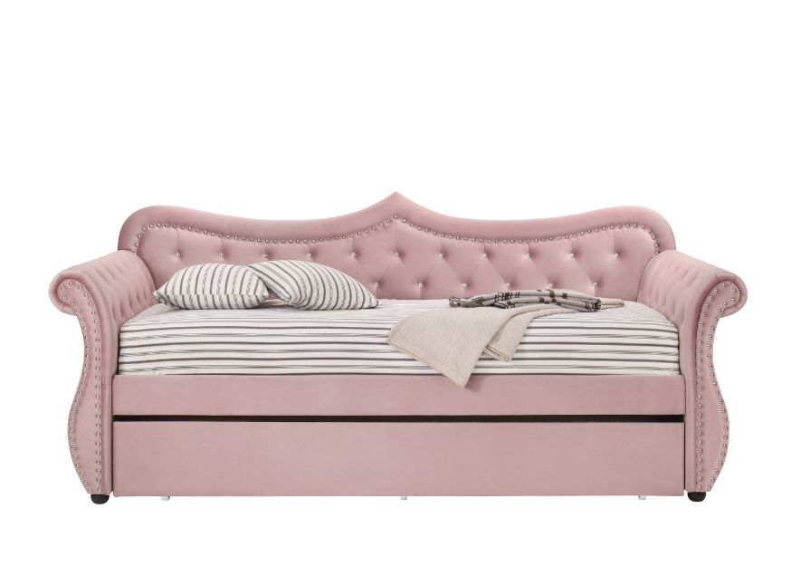 cadenza daybed w/trundle (twin), pink velvet