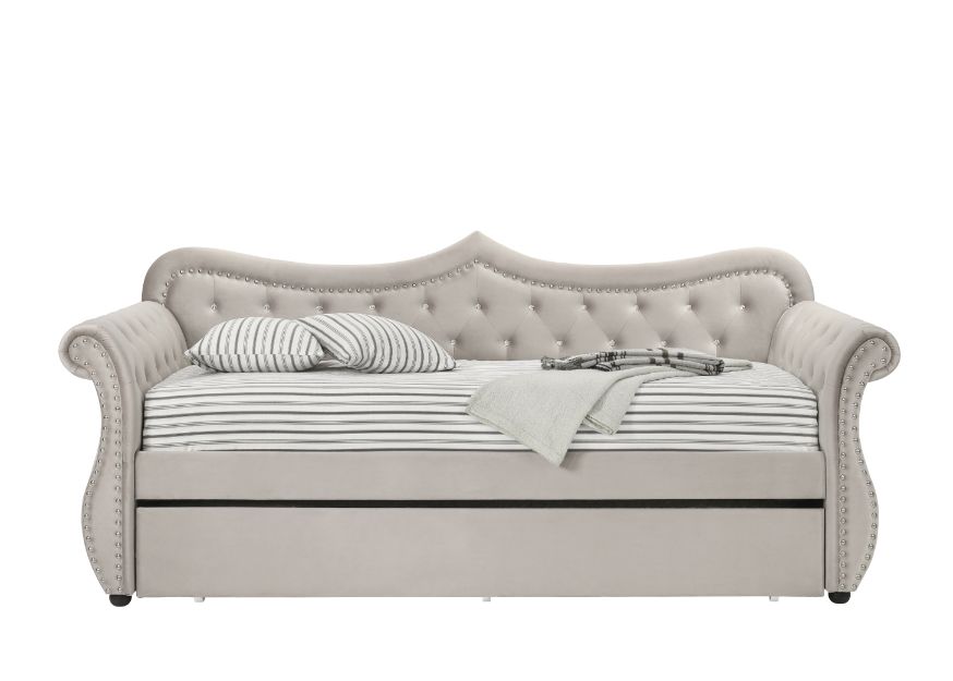 cadenza daybed w/trundle (twin), beige velvet