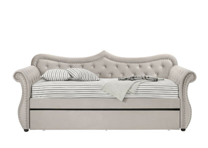 Cadenza Daybed W/Trundle (Twin), Beige Velvet