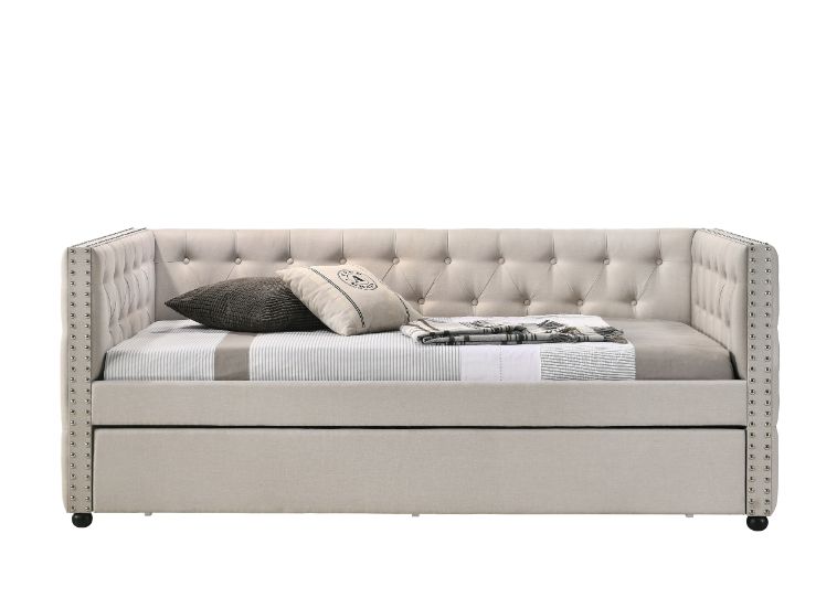 cailyn daybed w/trundle (twin), beige fabric