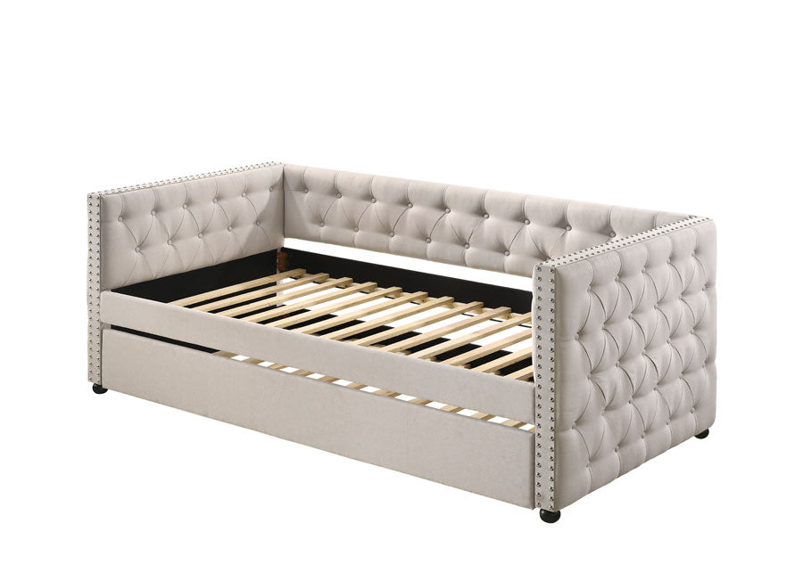 cailyn daybed w/trundle (full), beige fabric