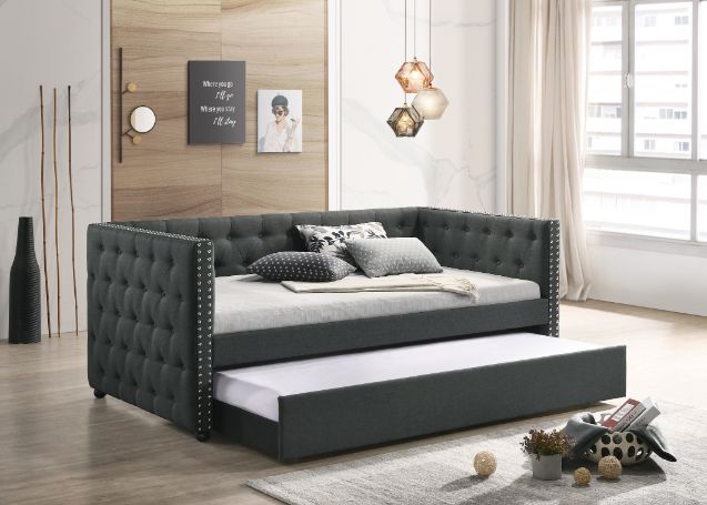 cailyn daybed w/trundle (twin), gray fabric