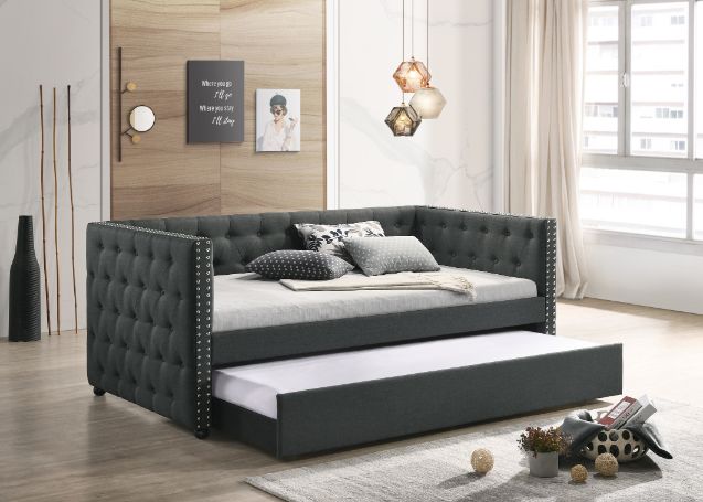 cailyn daybed w/trundle (full), gray fabric