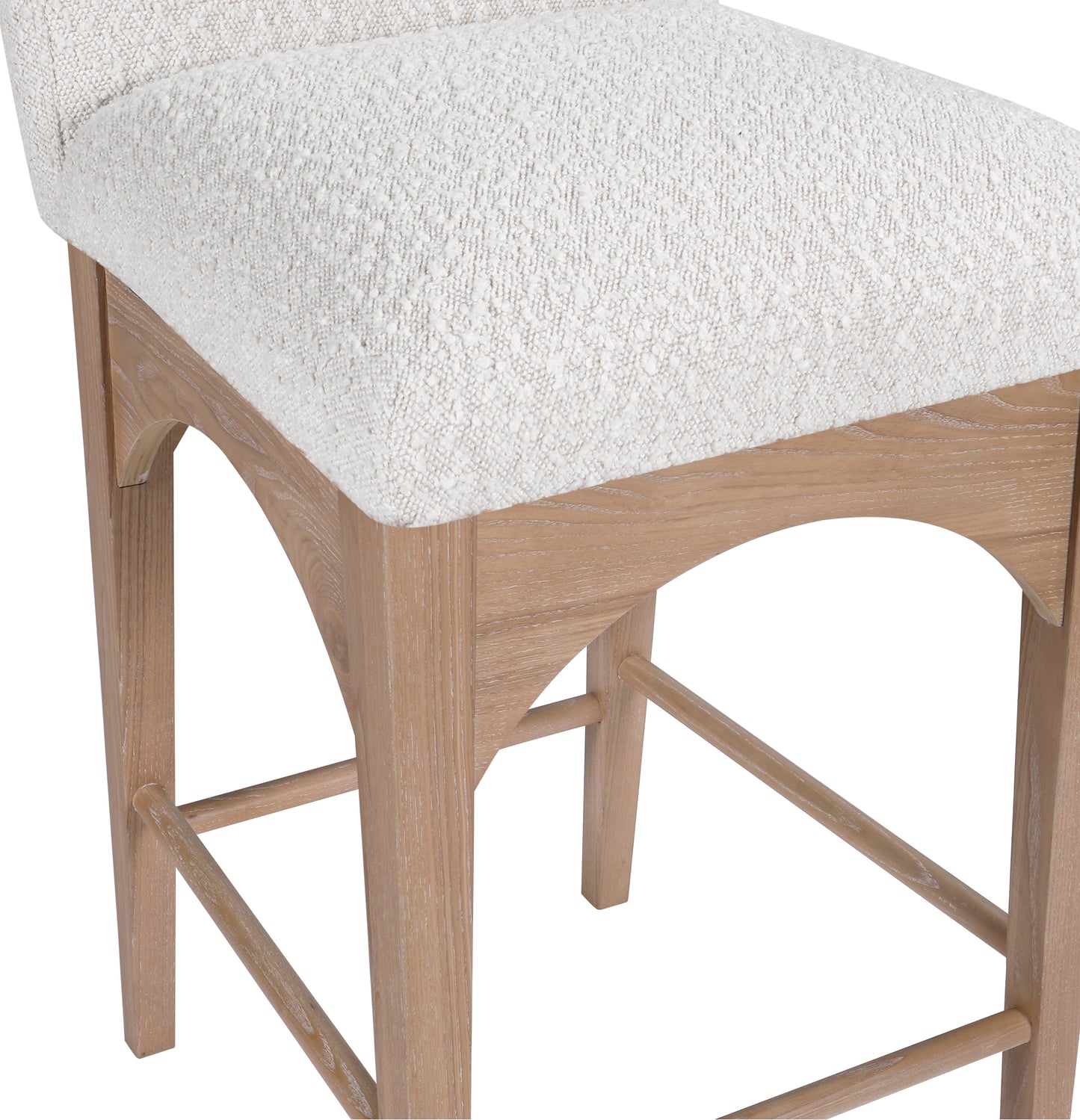 carousel cream boucle fabric stool