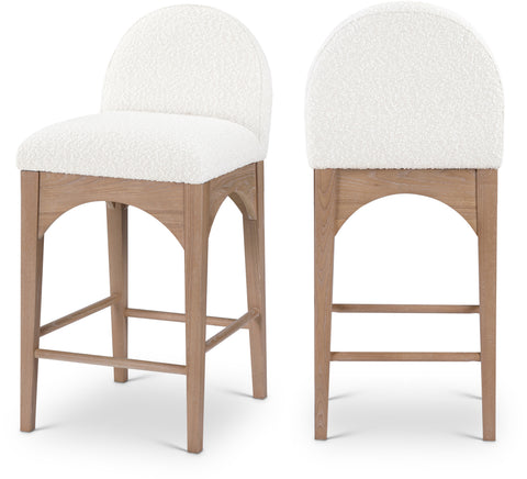 Sage Cream Boucle Fabric Upholstered Counter Stool, 1 Piece