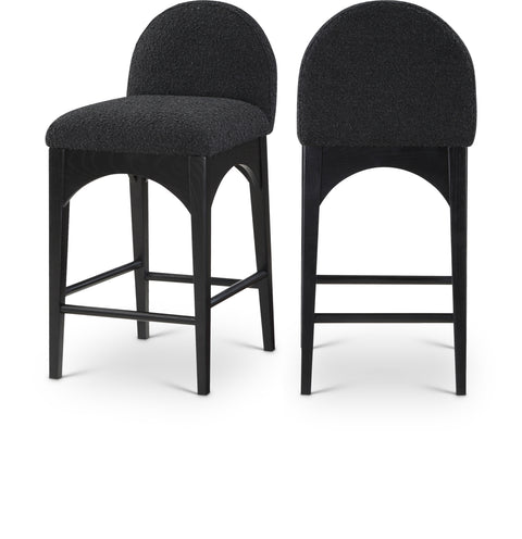 Sage Black Boucle Fabric Upholstered Counter Stool, 1 Piece (Style 2)