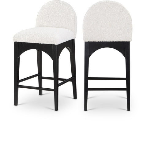Sage Cream Boucle Fabric Upholstered Counter Stool, 1 Piece (Style 2)