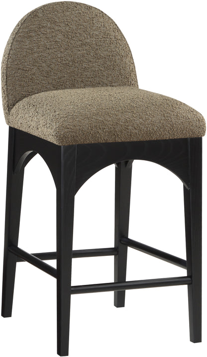 Carousel Olive Boucle Fabric Stool