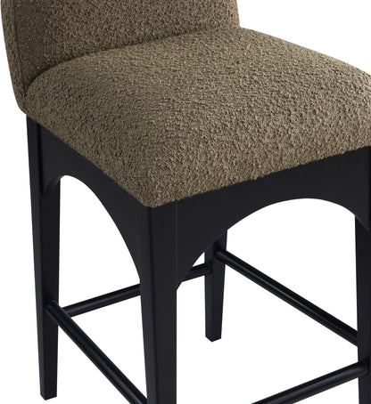 Brielle Olive Boucle Fabric Stool C