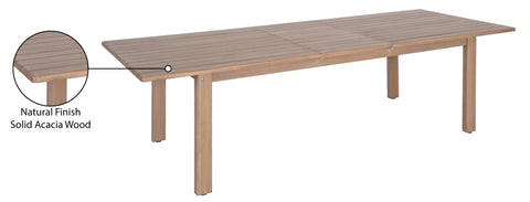 Camden 86.75" / 108" Natural Acacia Wood Outdoor Patio Dining Table, 1 Piece