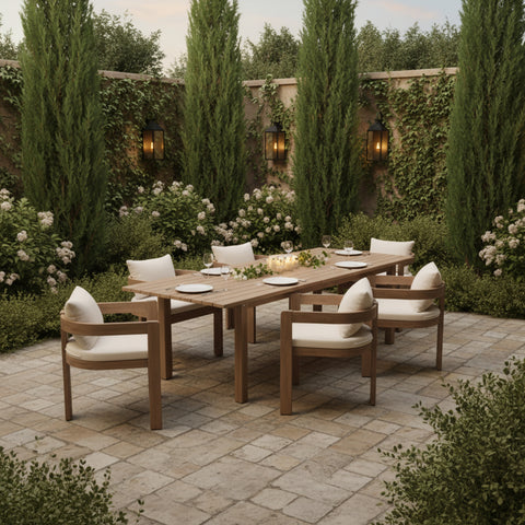 Camden 86.75" / 108" Natural Acacia Wood Outdoor Patio Dining Table, 1 Piece