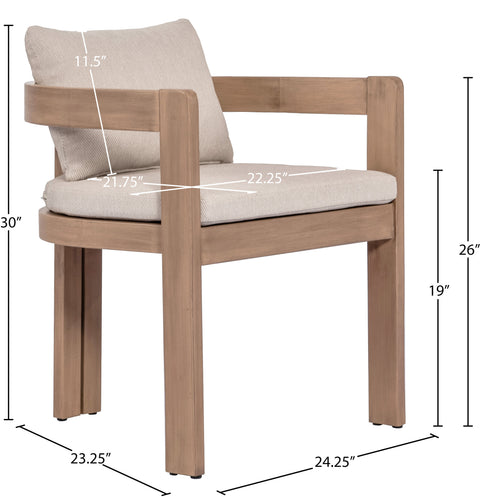 Camden Beige Water Resistant Fabric Upholstered Outdoor Patio Dining Chair, 1 Piece