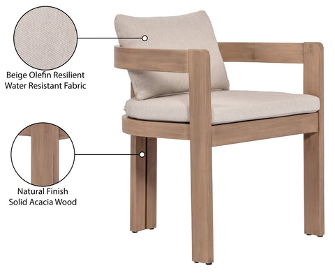 Camden Beige Water Resistant Fabric Upholstered Outdoor Patio Dining Chair, 1 Piece