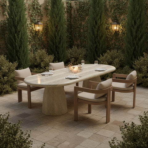 Camden Beige Water Resistant Fabric Upholstered Outdoor Patio Dining Chair, 1 Piece
