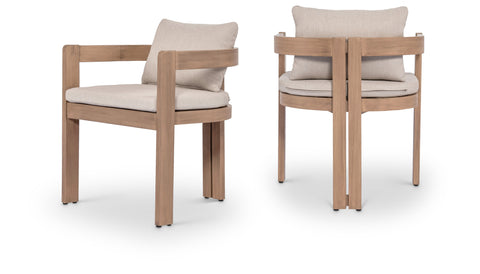 Camden Beige Water Resistant Fabric Upholstered Outdoor Patio Dining Chair, 1 Piece
