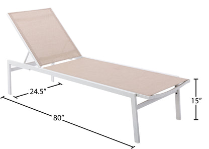 Cole Beige Resilient Mesh Water Resistant Fabric Outdoor Patio Aluminum Mesh Chaise Lounge Chair Beige