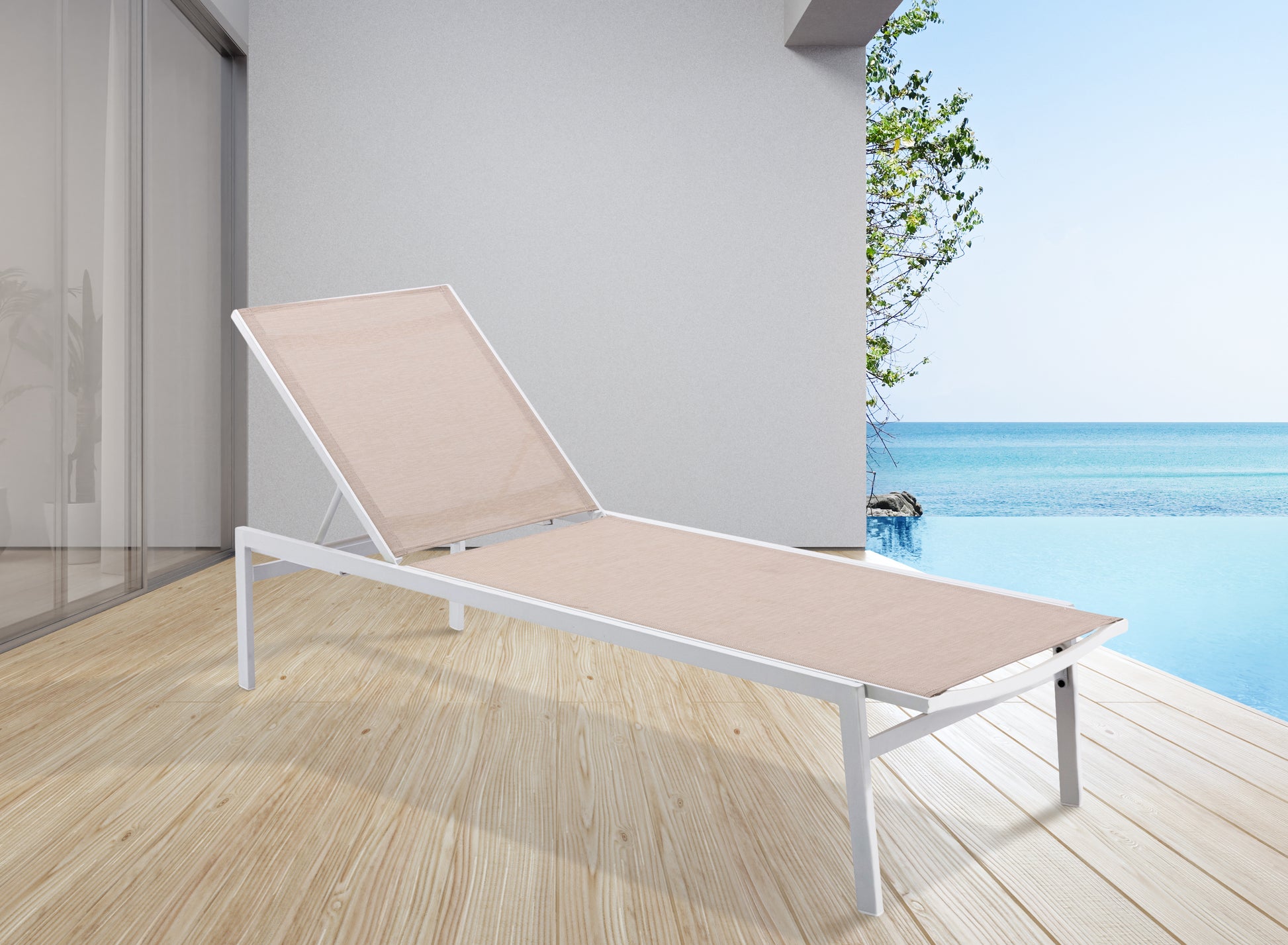 Outdoor Patio Aluminum Mesh Chaise Lounge Chair