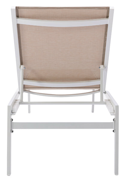 Cole Beige Resilient Mesh Water Resistant Fabric Outdoor Patio Aluminum Mesh Chaise Lounge Chair Beige