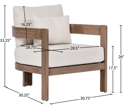 Camden Cream Water Resistant Fabric Upholstered Outdoor Patio Chair, 1 Piece