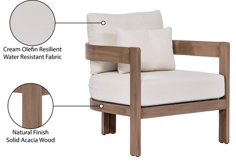 Camden Cream Water Resistant Fabric Upholstered Outdoor Patio Chair, 1 Piece