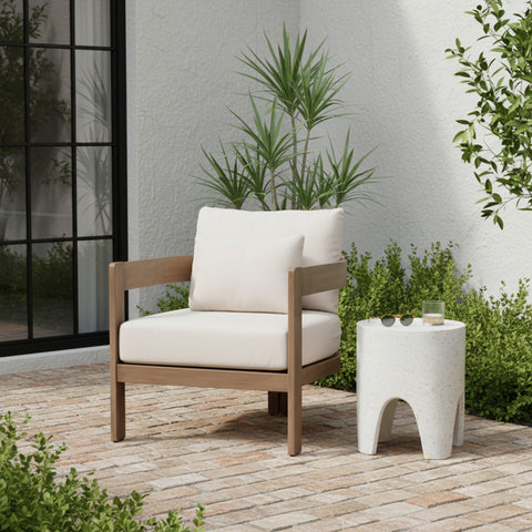 Camden Cream Water Resistant Fabric Upholstered Outdoor Patio Chair, 1 Piece