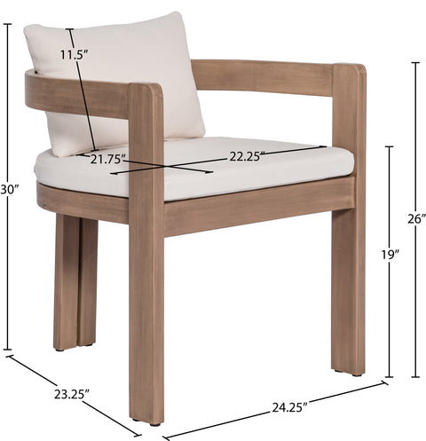 Camden Cream Water Resistant Fabric Upholstered Outdoor Patio Dining Chair, 1 Piece