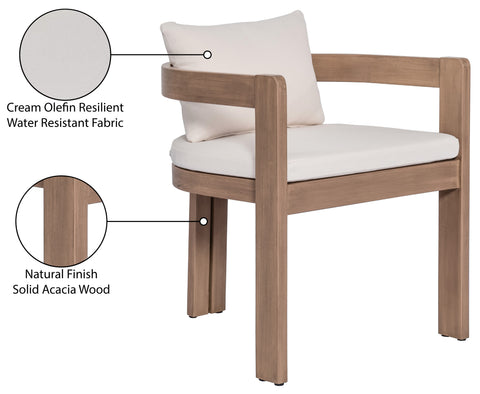 Camden Cream Water Resistant Fabric Upholstered Outdoor Patio Dining Chair, 1 Piece