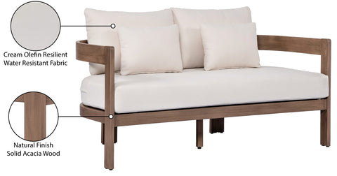 Camden 65" Cream Water Resistant Fabric Upholstered Outdoor Patio Loveseat, 1 Piece