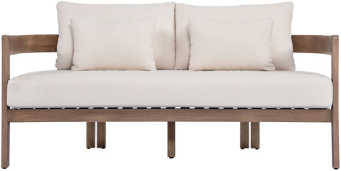 Camden 65" Cream Water Resistant Fabric Upholstered Outdoor Patio Loveseat, 1 Piece