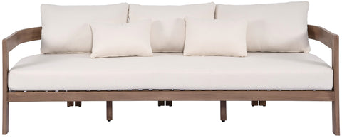 Camden 86.75" Cream Water Resistant Fabric Upholstered Outdoor Patio Sofa, 1 Piece