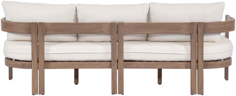 Camden 86.75" Cream Water Resistant Fabric Upholstered Outdoor Patio Sofa, 1 Piece