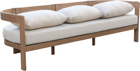 Camden 86.75" Cream Water Resistant Fabric Upholstered Outdoor Patio Sofa, 1 Piece