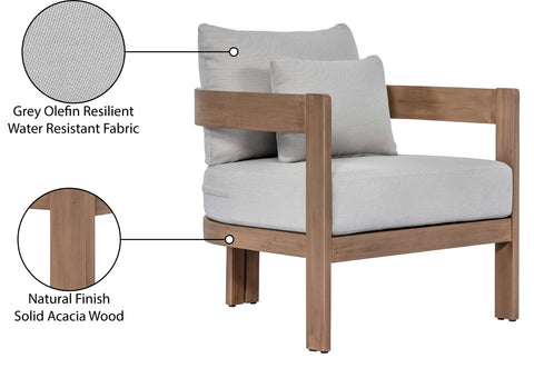 Camden Grey Water Resistant Fabric Upholstered Outdoor Patio Chair, 1 Piece