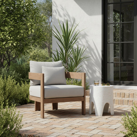 Camden Grey Water Resistant Fabric Upholstered Outdoor Patio Chair, 1 Piece