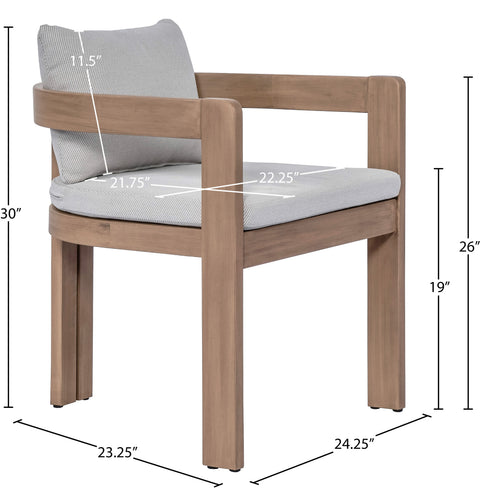 Camden Grey Water Resistant Fabric Upholstered Outdoor Patio Dining Chair, 1 Piece