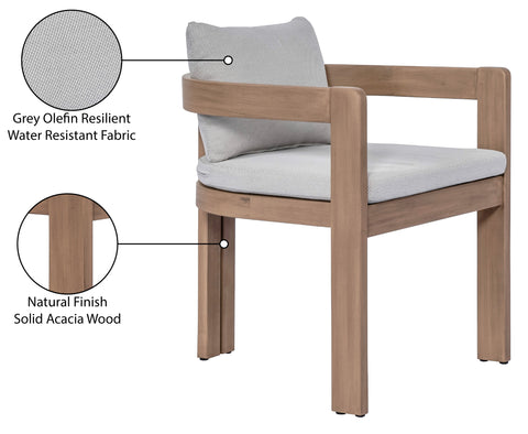 Camden Grey Water Resistant Fabric Upholstered Outdoor Patio Dining Chair, 1 Piece