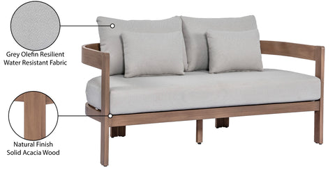 Camden 65" Grey Water Resistant Fabric Upholstered Outdoor Patio Loveseat, 1 Piece