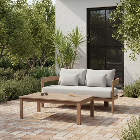 Camden 65" Grey Water Resistant Fabric Upholstered Outdoor Patio Loveseat, 1 Piece