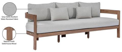 Camden 86.75" Grey Water Resistant Fabric Upholstered Outdoor Patio Sofa, 1 Piece