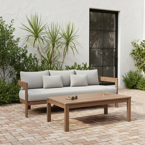 Camden 86.75" Grey Water Resistant Fabric Upholstered Outdoor Patio Sofa, 1 Piece