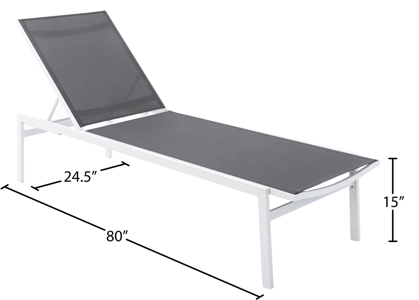 cole grey resilient mesh water resistant fabric outdoor patio aluminum mesh chaise lounge chair grey