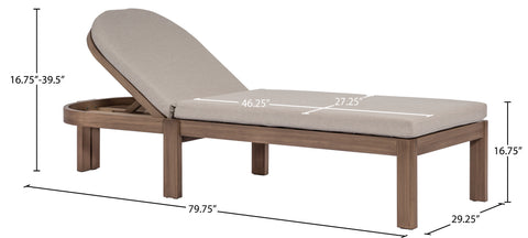 Camden Beige Water Resistant Fabric Upholstered Outdoor Patio Lounge Chair, 1 Piece