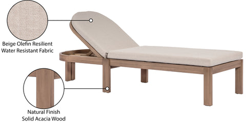 Camden Beige Water Resistant Fabric Upholstered Outdoor Patio Lounge Chair, 1 Piece