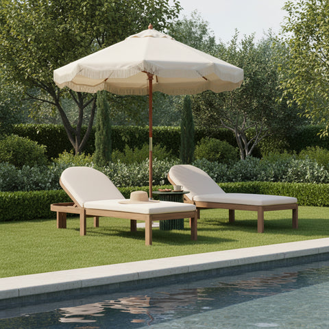 Camden Cream Water Resistant Fabric Upholstered Outdoor Patio Lounge Chair, 1 Piece