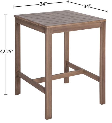 Camden Natural Acacia Wood Outdoor Patio Square Bar Table, 1 Piece