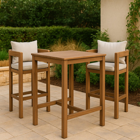 Camden Natural Acacia Wood Outdoor Patio Square Bar Table, 1 Piece