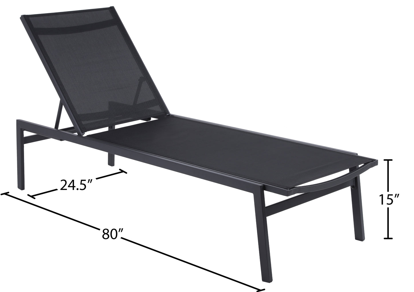 cole black resilient mesh water resistant fabric outdoor patio aluminum mesh chaise lounge chair black