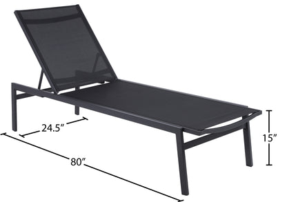 Cole Black Resilient Mesh Water Resistant Fabric Outdoor Patio Aluminum Mesh Chaise Lounge Chair Black